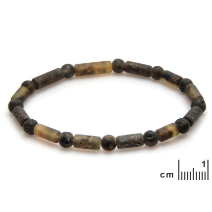 Pulseira com âmbar cilíndrico multicolorido do Mar Báltico, comprimento 20-21 cm