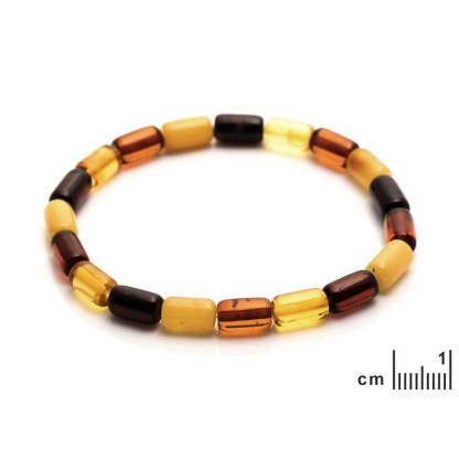 Armband met veelkleurige cilindrische Baltische Zee-barnsteen, lengte 20-21cm