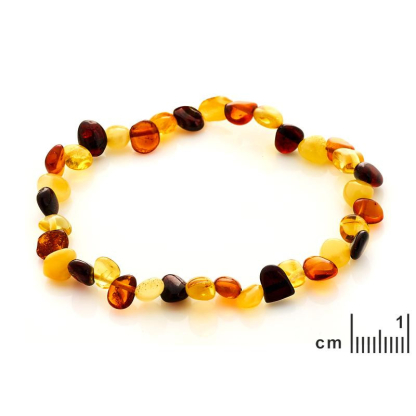 Bracciale con ambra multicolore, tutta ambra, 18 cm