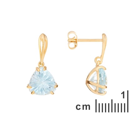 Boucles d'oreilles avec topaze bleue naturelle, en or 750