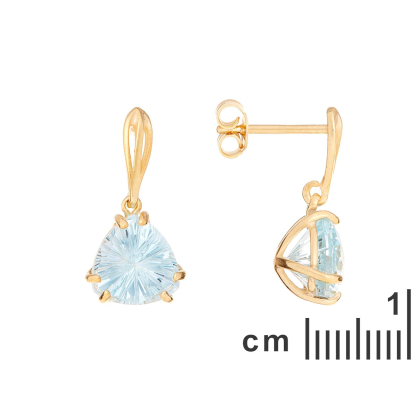 Cercei cu topaz albastru natural, din aur 750