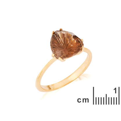 Anello con quarzo fumé naturale, in oro 750