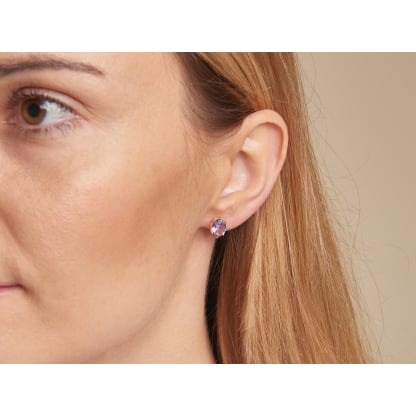 Pendientes con amatista violeta natural, en oro 750