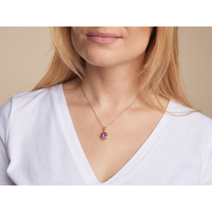Colgante con amatista violeta natural, en oro 750