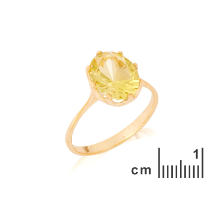 Anel com quartzo amarelo natural, em ouro 750