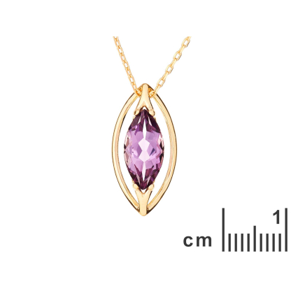 Colgante con amatista violeta natural, en oro 750