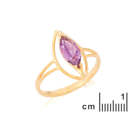 Bague avec améthyste violette naturelle, en or 750