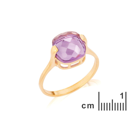 Ring mit natürlichem violettem Amethyst, in 750er Gold