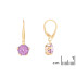 Brincos com ametista roxa natural, em ouro 750