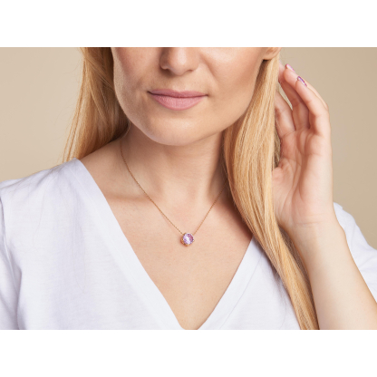 Pingente com ametista roxa natural, em ouro 750