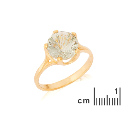 Ring with natural green amethyst, in 750 gold