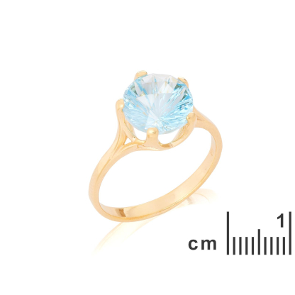 Anel com topázio azul natural, em ouro 750