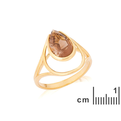 Bague avec quartz fumé naturel, en or 750