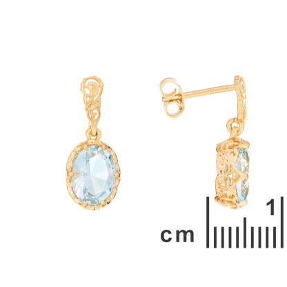 Pendientes con topacio azul natural, en oro 750