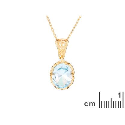 Pandantiv cu topaz albastru natural, din aur 750