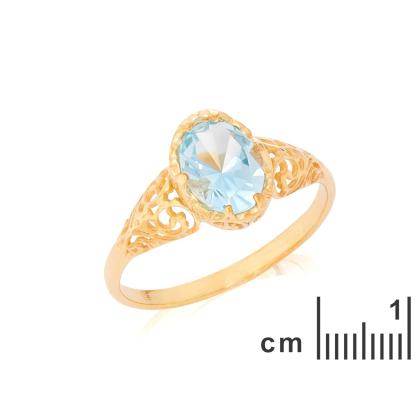 Ring with natural blue topaz, in 750 gold