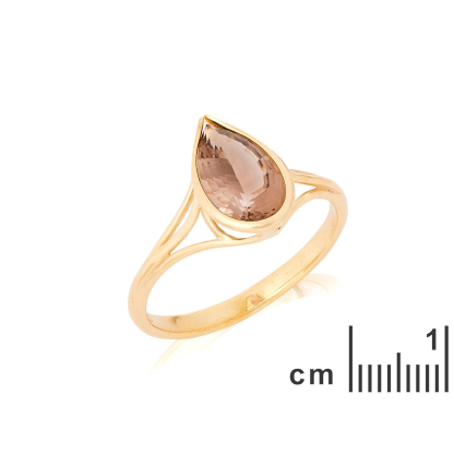 Bague avec quartz fumé naturel, en or 750