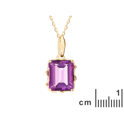 Colgante con amatista violeta natural, en oro 750