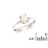 Inel cu opal natural oval alb australian, din argint 925 placat cu rodiu