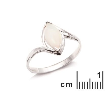 Ring with natural white opal from Australia navette, in rhodium-plated silver 925