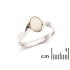 Anello con opale bianco australiano naturale ovale, in argento 925 rodiato