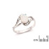 Ring met ovale opaal en zirkoniumoxide, in gerhodineerd zilver 925