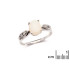 Ring met ovale opaal en zirkoniumoxide, in gerhodineerd zilver 925