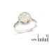 Ring mit ovalem Opal und Zirkonoxid, aus rhodiniertem Silber 925