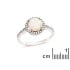 Ring met ronde opaal en zirkoniumoxide, in gerhodineerd zilver 925