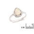 Anello con opale a goccia e ossido di zirconio, in argento 925 rodiato