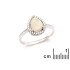 Bague avec opale goutte et oxyde de zirconium, en argent rhodié 925