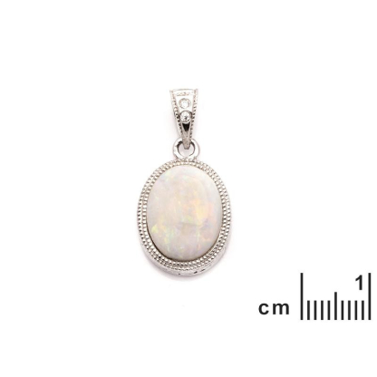 Pendentif avec opale et oxyde de zirconium, argent rhodié 925, 1,2+0,6 cm