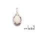 Ciondolo con opale bianco ovale, in argento 925 rodiato, altezza 1 cm