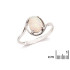 Bague avec opale blanche naturelle d'Australie ovale, en argent rhodié 925