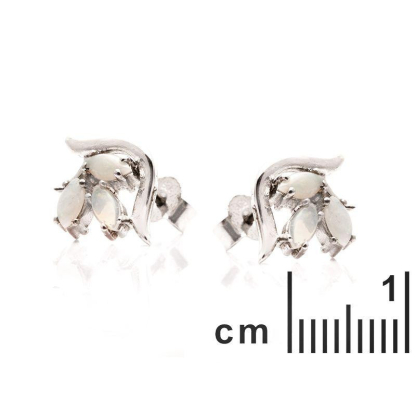Pendientes con ópalo lanzadera blanco natural, en plata 925 rodiada