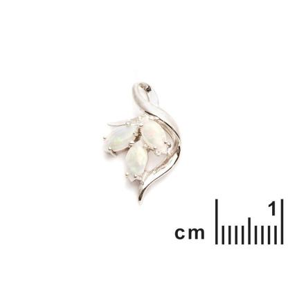 Pendentif avec opale blanche navette, en argent rhodié 925, hauteur 1,8 cm