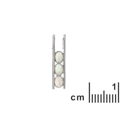 Pendente con opale bianco ovale, in argento 925 rodiato, altezza 1,8 cm