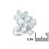 Anello con opale a goccia e ossido di zirconio, in argento 925 rodiato
