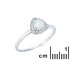 Anillo triangular con ópalo triangular y óxido de circonio, en plata 925 rodiada