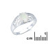 Ring mit natürlichem ovalen australischen Weißopal, aus rhodiniertem Silber 925
