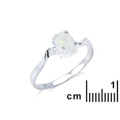Anello con opale bianco australiano naturale ovale, in argento 925 rodiato