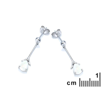 Ohrhänger mit ovalem weißem Opal, aus rhodiniertem Silber 925