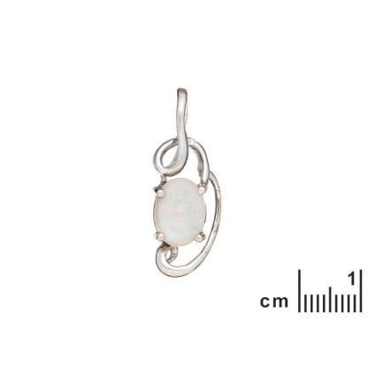 Pendente con opale bianco australiano naturale ovale, in argento 925 rodiato