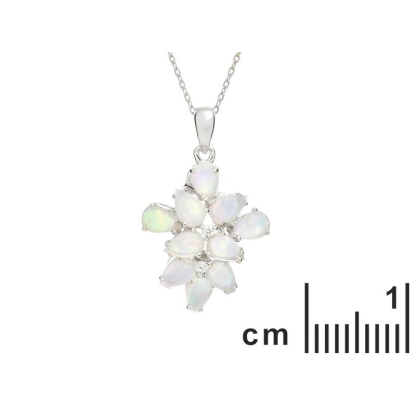 Anhänger mit Opal und Zirkonoxid, 925 rhodiniertes Silber, 2,3+0,8 cm
