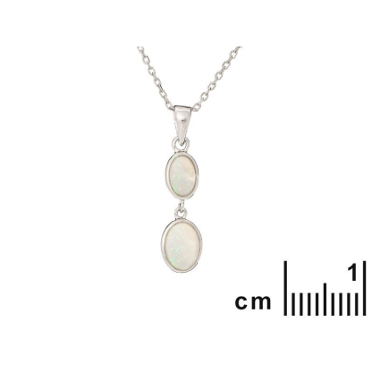 타원형 화이트 오팔 펜던트, 925 로듐 도금 실버 소재, 높이 2+0.6 cm