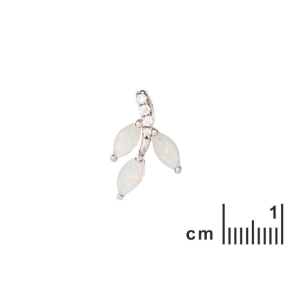 Pendentif avec opale et oxyde de zirconium, en argent rhodié 925, hauteur 1,5 cm