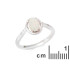 Ring with natural white opal from Australia oval, in rhodium silver 925