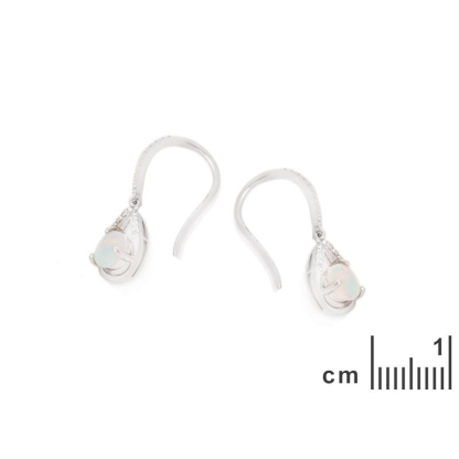 Orecchini con opale tondo e ossido di zirconio, in argento 925 rodiato