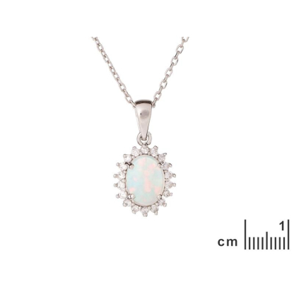 오팔과 산화지르코늄 펜던트, 로듐 도금 실버 925, 1.2+0.5 cm