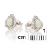 Earrings with drop opal and zirconium oxide, in rhodium-plated silver 925